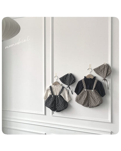 nunubiel rose romper & bonnet (3-18m)