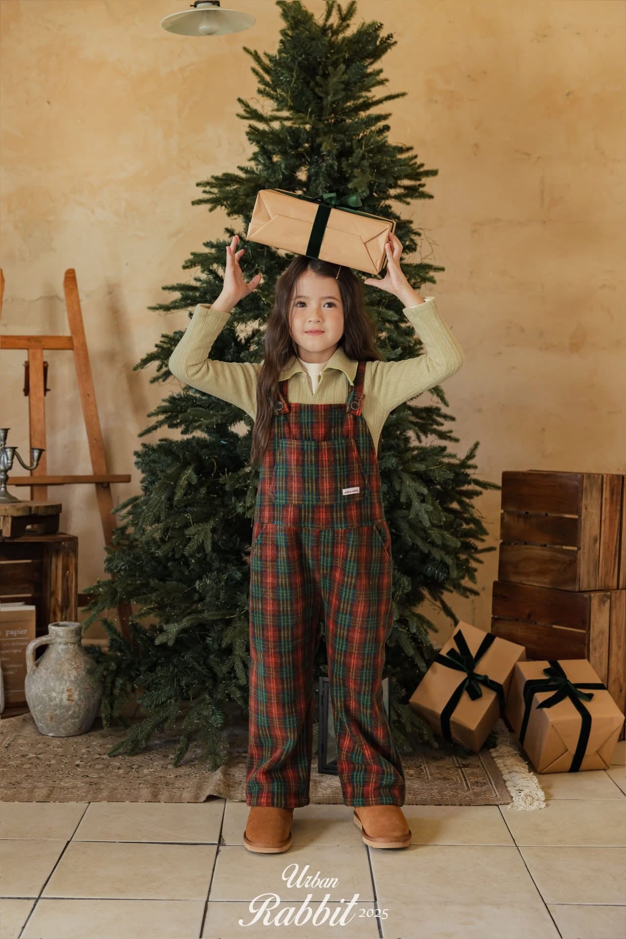 Urban Rabbit 復古格紋吊帶褲 (80-140cm)