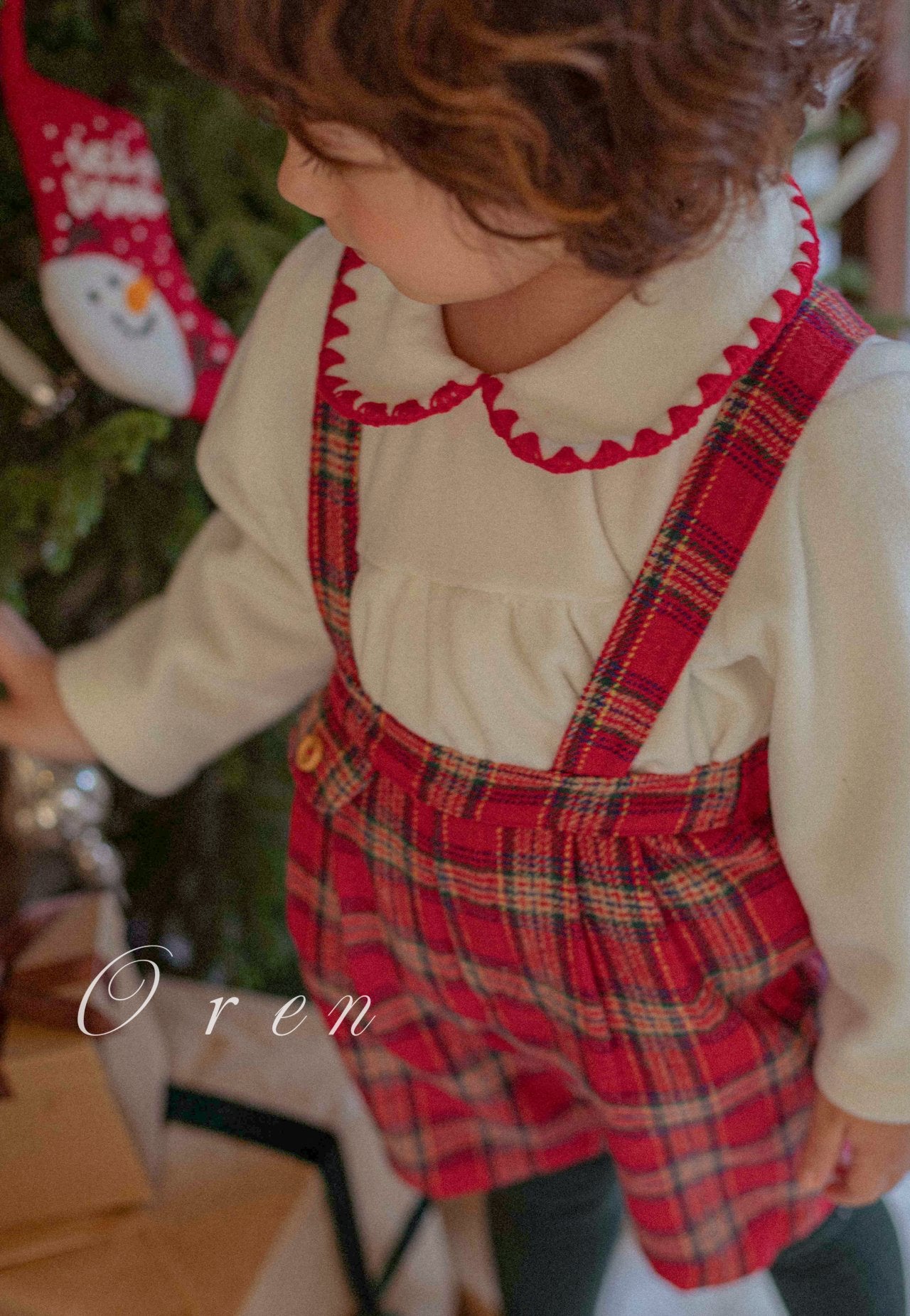 OREN eve check suspender pants (75-100cm)