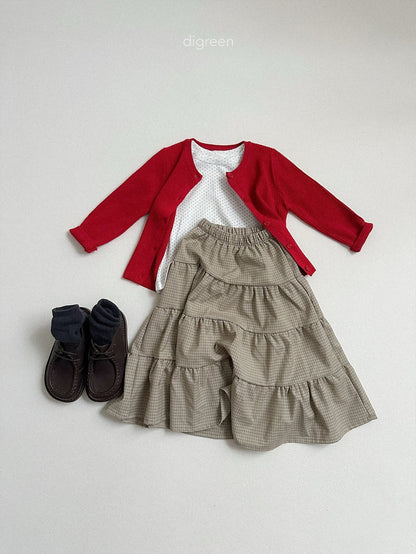 digreen check ruffle skirt (85-130cm)