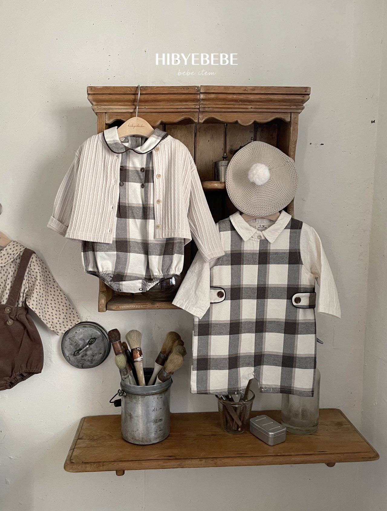 hibyebebe british check overalls
(75-90cm)