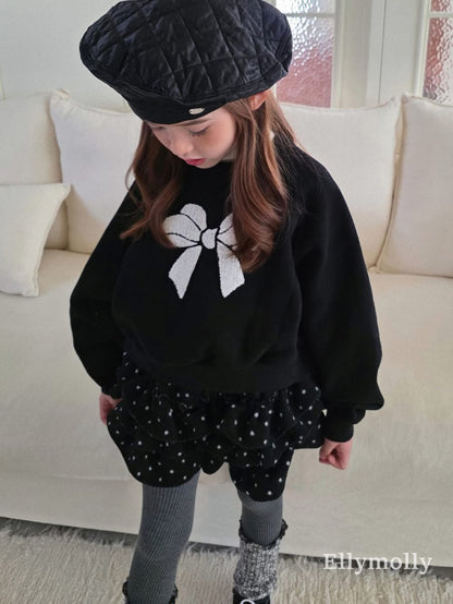 EllyMolly 毛絨絨蝴蝶結刺繡上衣 (90-145cm)