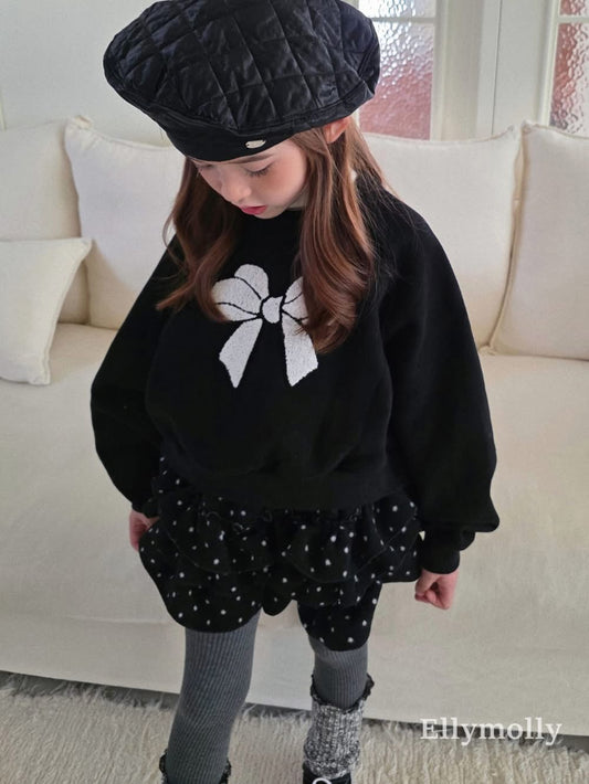 EllyMolly 毛絨絨蝴蝶結刺繡上衣 (90-145cm)