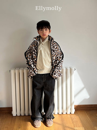 EllyMolly 豹紋抓絨外套 (90-160cm)
