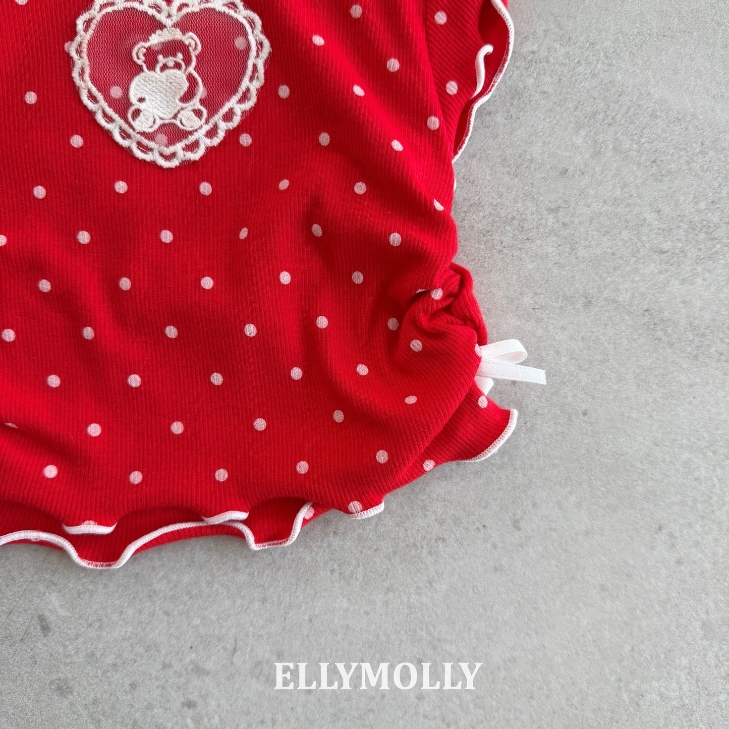ELLYMOLLY dot me shirring t-shirt （90-145cm)