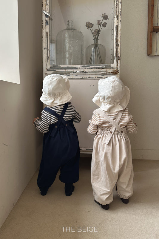 the beige loom suspender suit (6-18m)