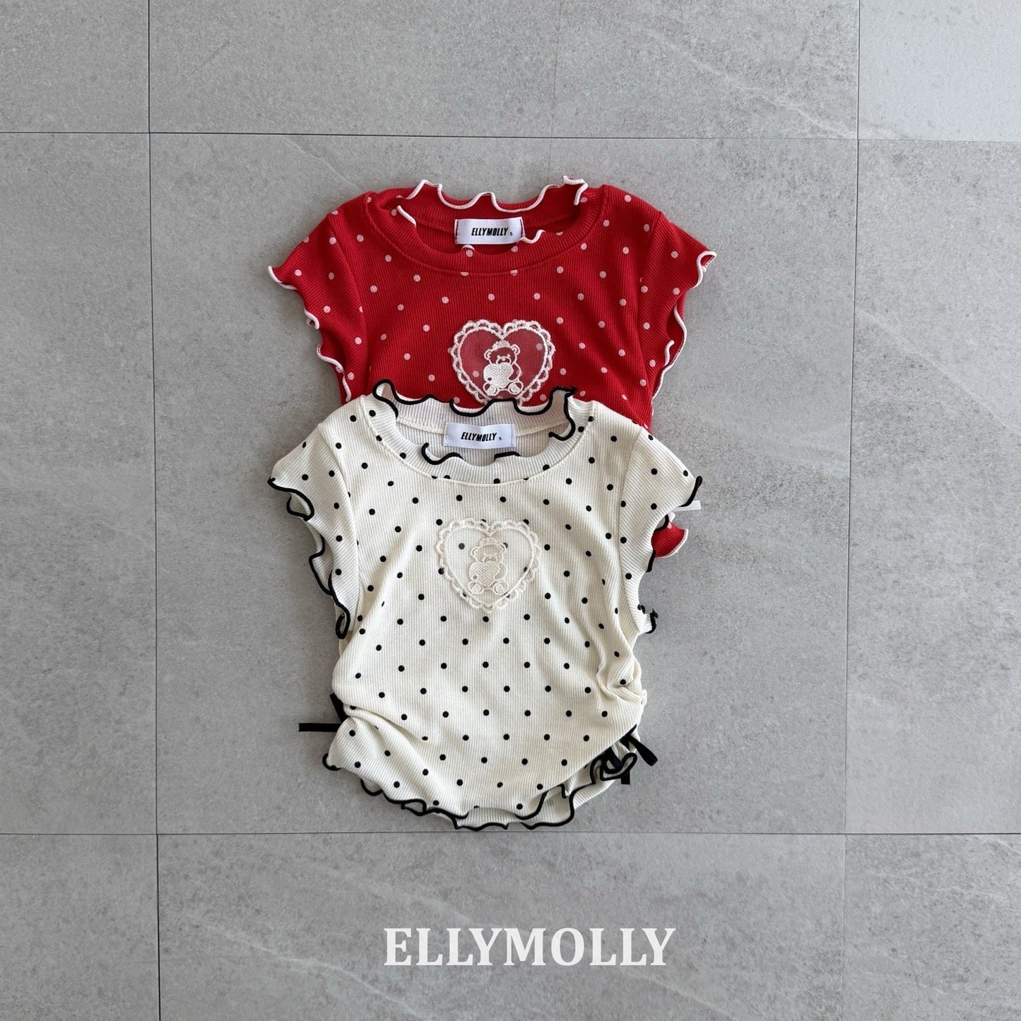 ELLYMOLLY dot me shirring t-shirt （90-145cm)