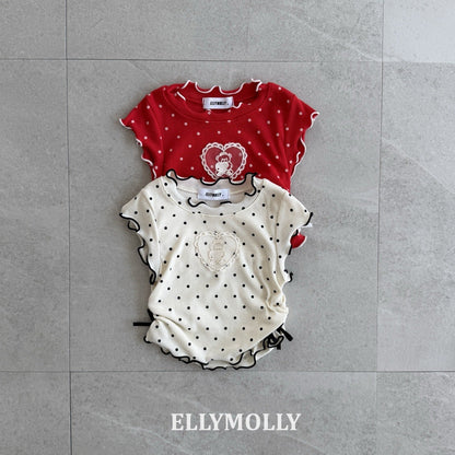 ELLYMOLLY dot me shirring t-shirt （90-145cm)