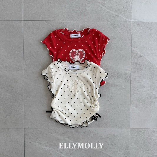 ELLYMOLLY dot me shirring t-shirt （90-145cm)