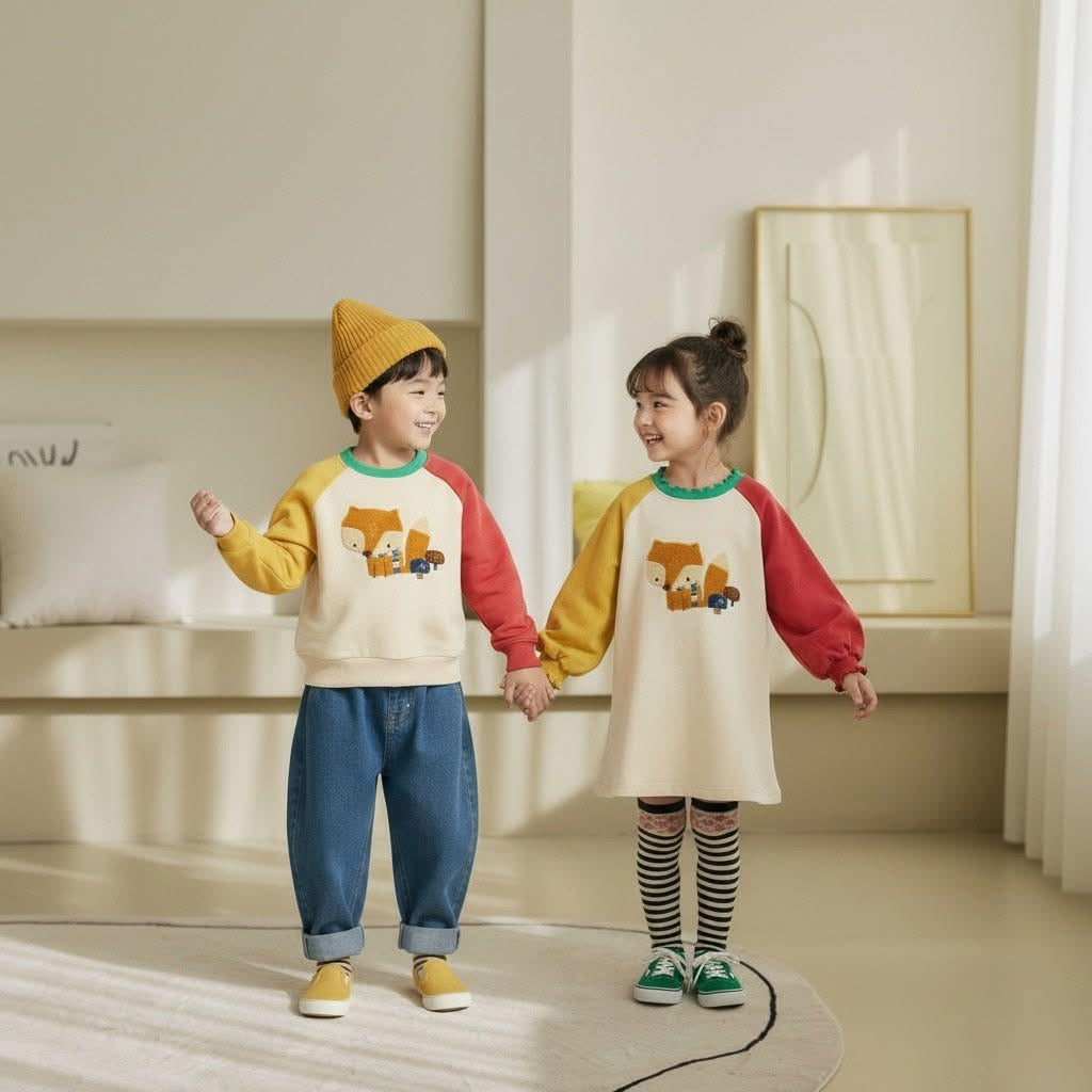 Orangemom 狐狸撞色連衣裙 (95-140cm)