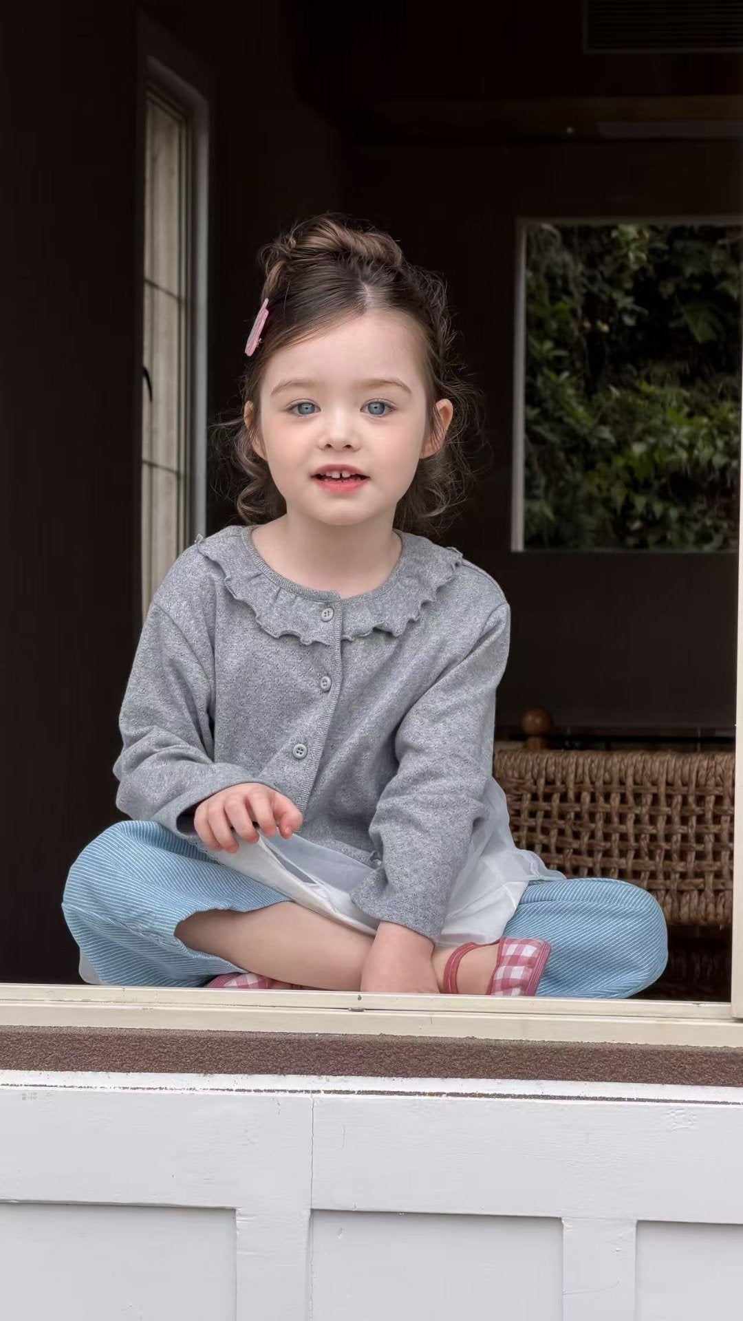 aiai pony frill cotton cardigan set
 (95-140cm)