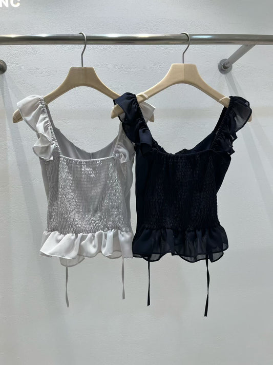 輕紗荷葉邊設計感blouse *共2色