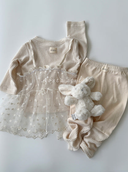 Aosta lace ribbon open dress
