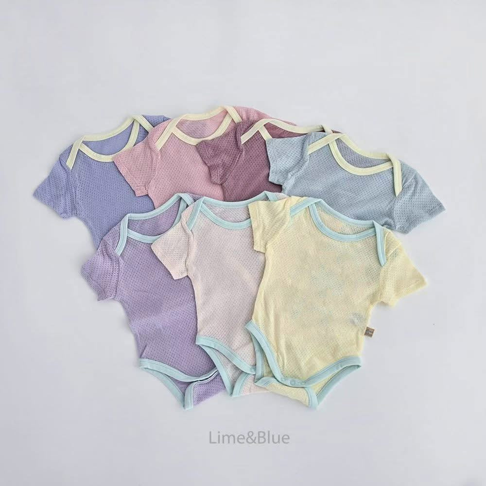 Lime&Blue 撞色透氣包屁衣 (Bebe)
