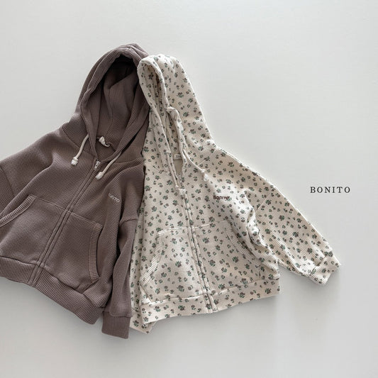 bonito waffle hood zip-up (~80-140cm)