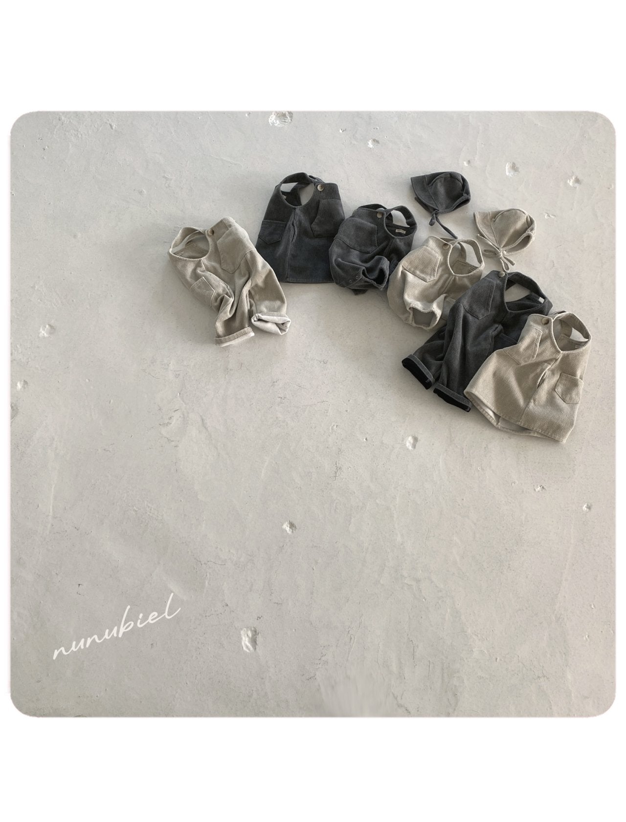 nunubiel corduroy romper&bonnet (3-18m)