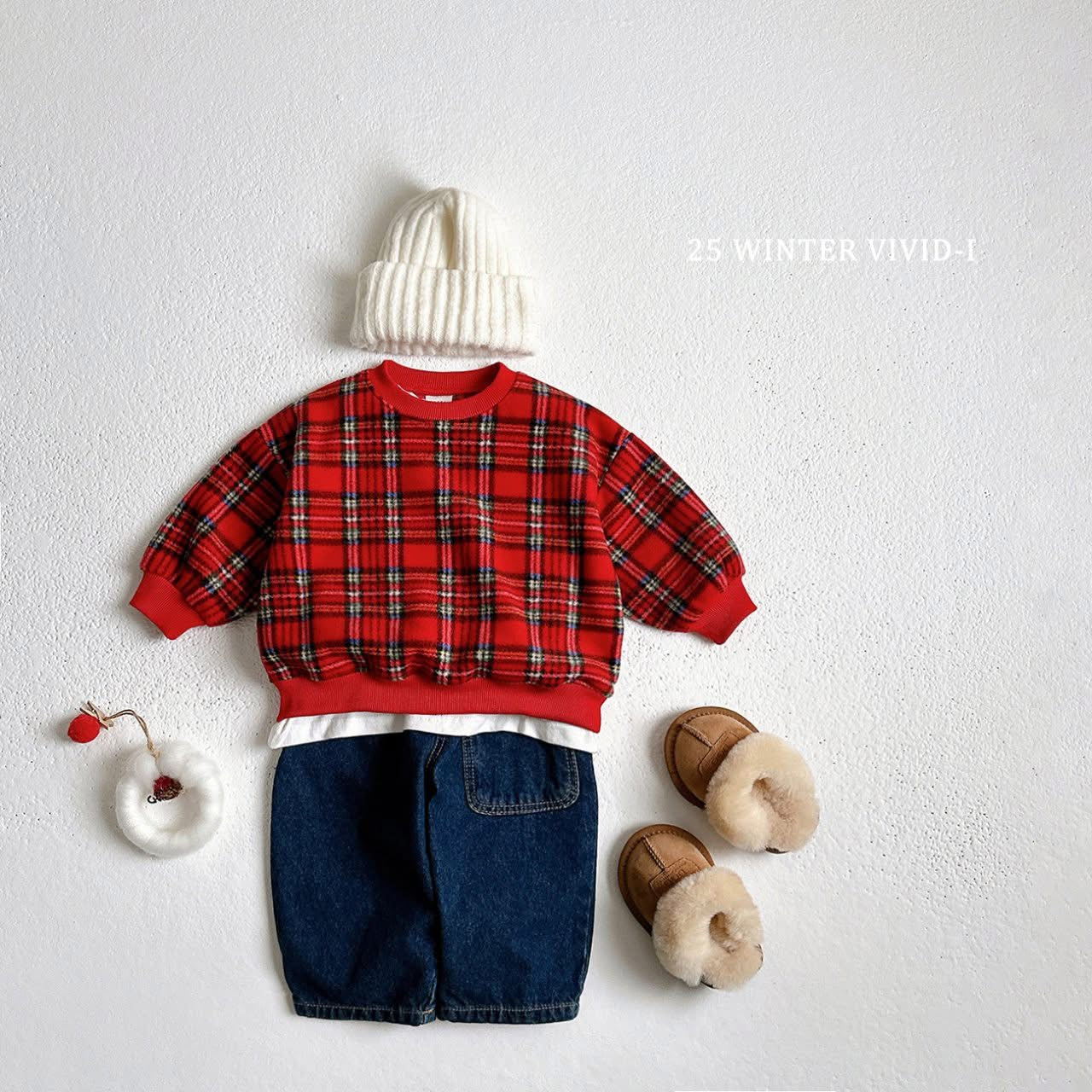 Vivid 紅綠格紋上衣 (75-135cm)