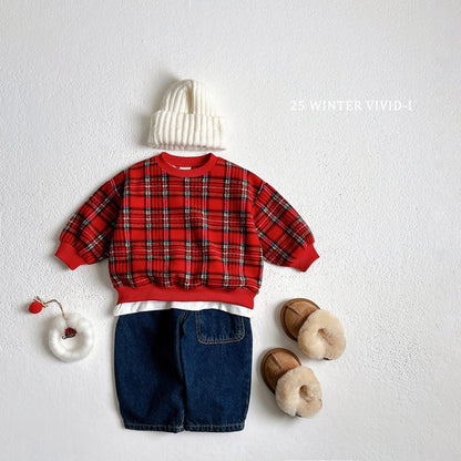 Vivid 紅綠格紋上衣 (75-135cm)