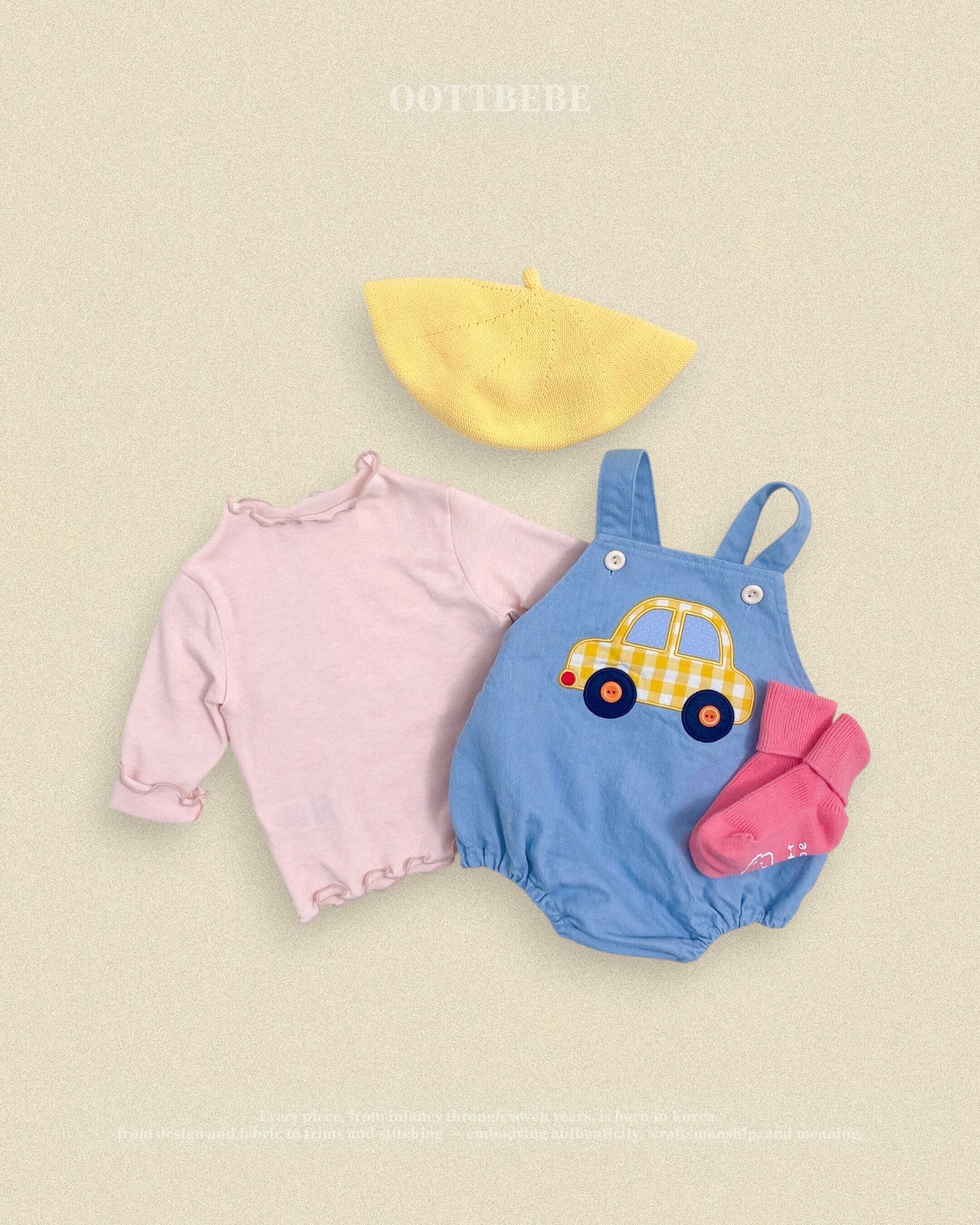 oottbebe denim car rompers (0-12m)