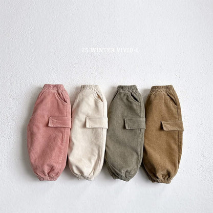 Vivid 燈芯絨翻蓋口袋縮口褲 (75-135cm)