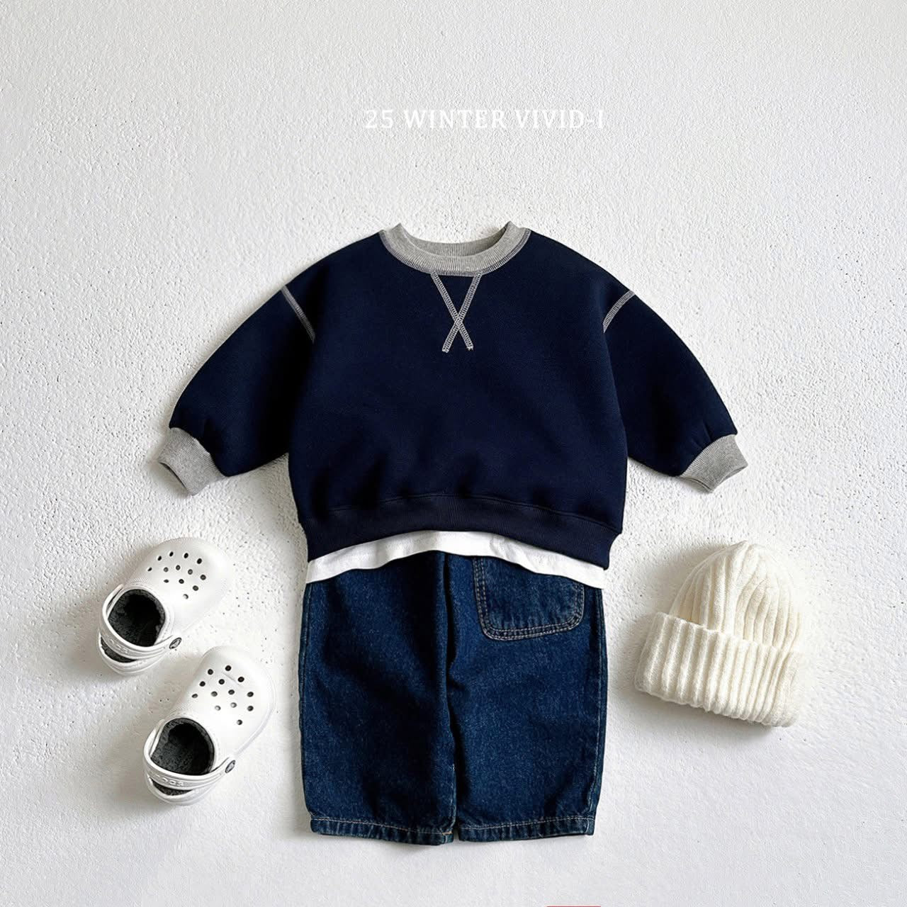 Vivid 交叉車縫線上衣 (75-135cm)