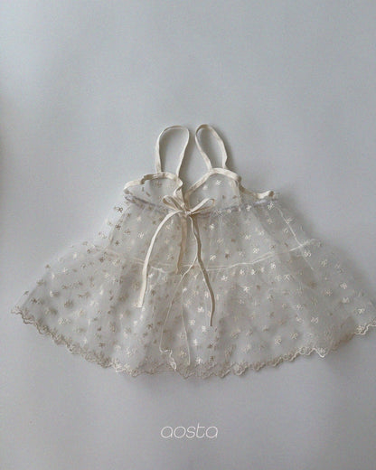 Aosta lace ribbon open dress