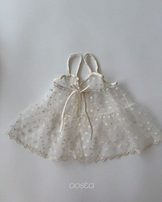 Aosta lace ribbon open dress