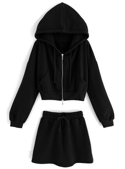 衣櫃必備休閒套裝 (外套連帽拉鏈外套+半身裙褲）