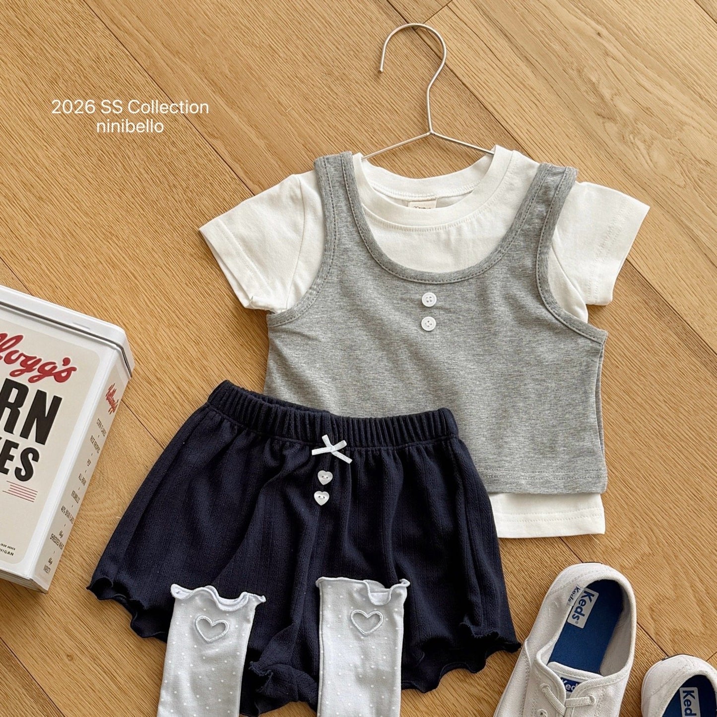 ninibello daily sleeveless layered tee (80-130cm)
