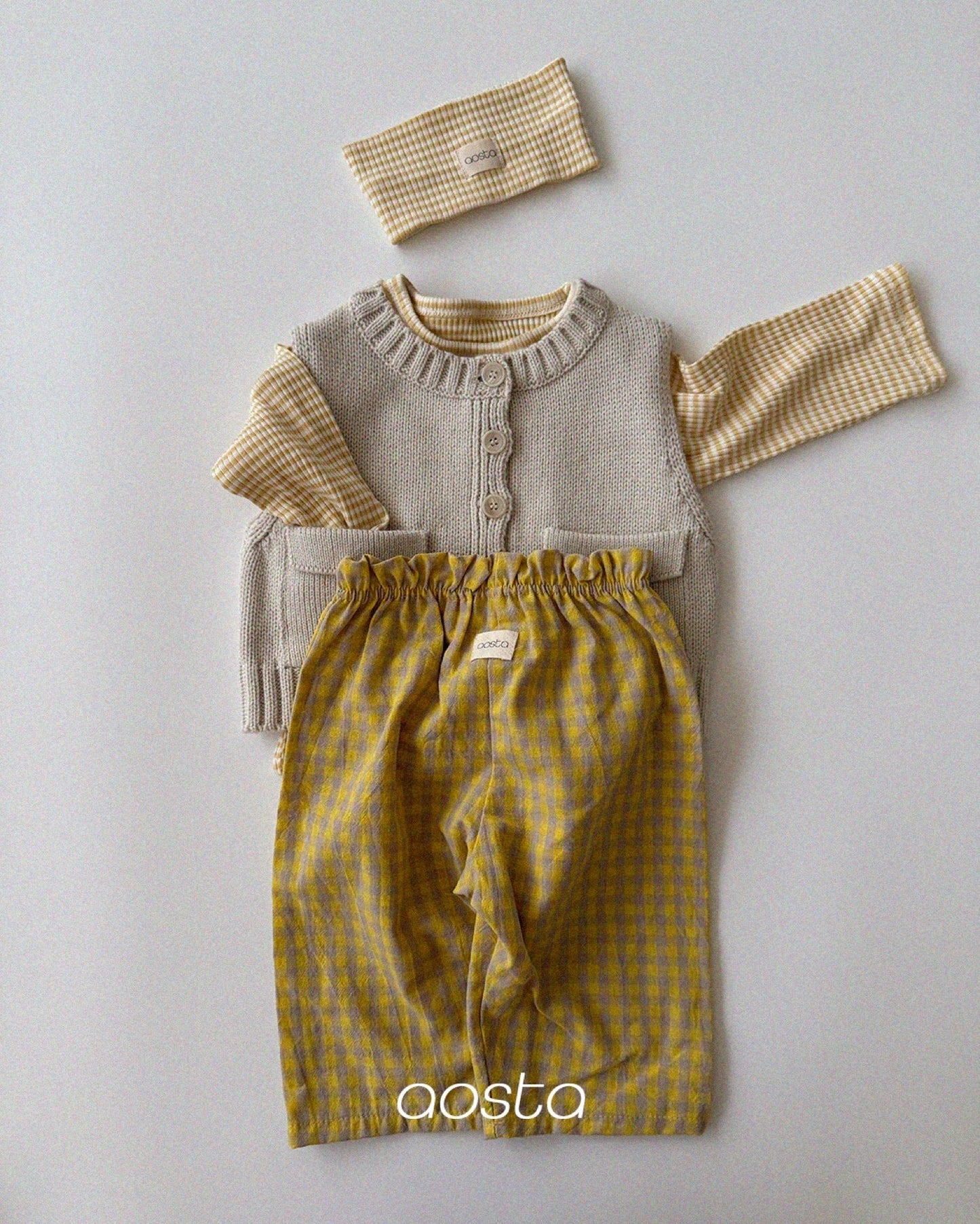Aosta caramel check pants (~70-115cm)