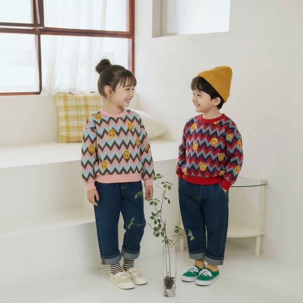 Orangemom 笑哈哈曲線條針織上衣 (95-140cm)