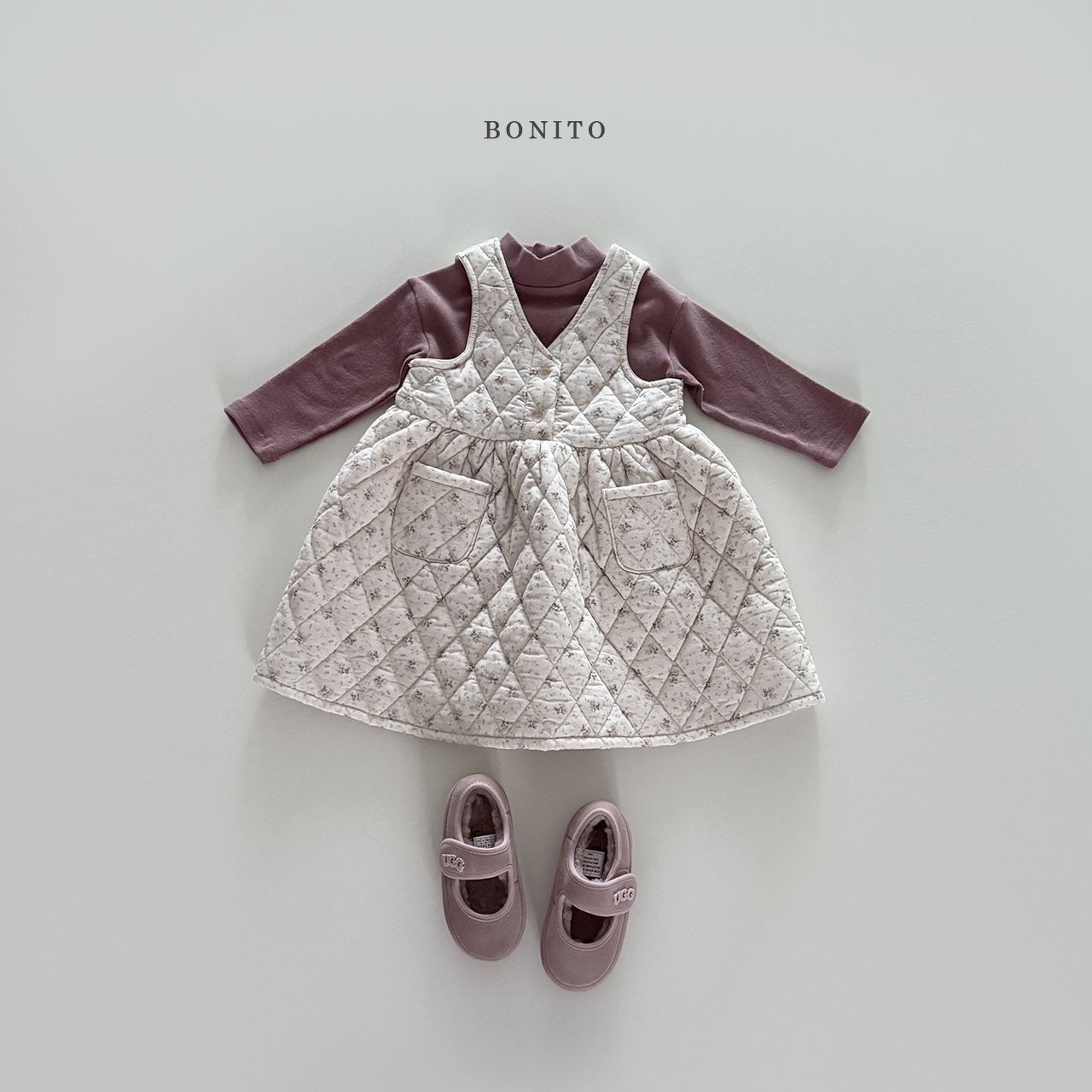 Bonito small flower quilted one-piece (~80-140cm)