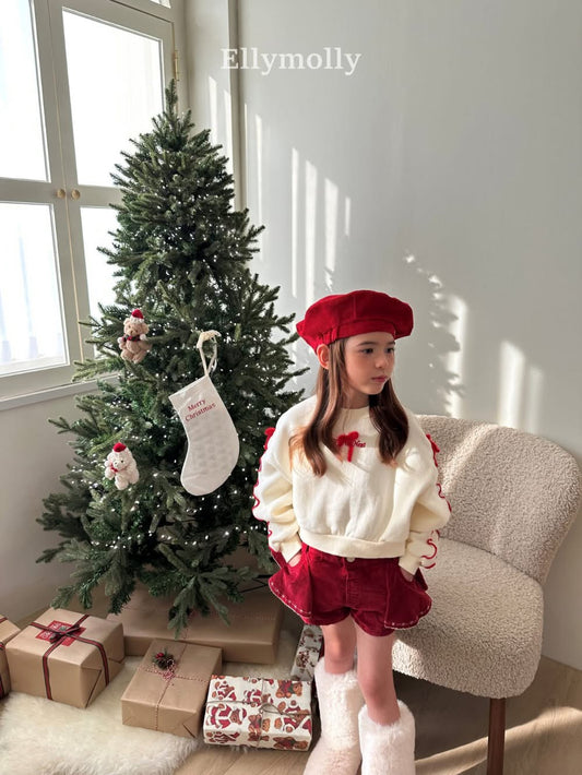 EllyMolly 紅白蝴蝶結短版上衣 (90-145cm)