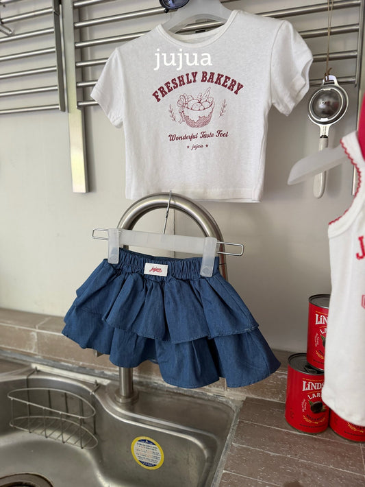 jujua denim tiered skirt (80-120cm)