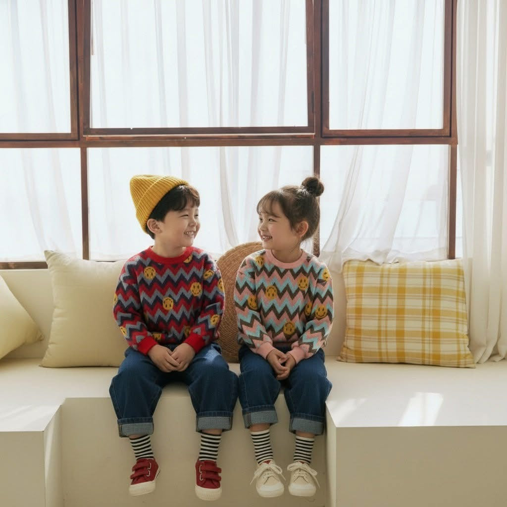 Orangemom 笑哈哈曲線條針織上衣 (95-140cm)