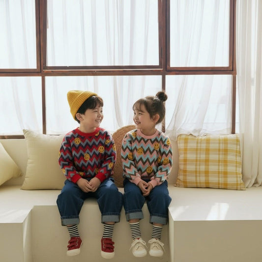 Orangemom 笑哈哈曲線條針織上衣 (95-140cm)