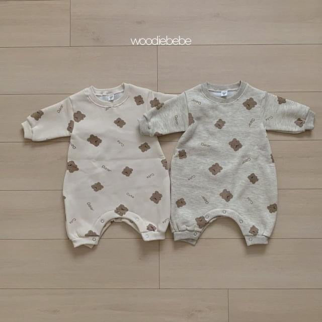 woodie 滿版熊熊連體衣 (Bebe 3-12m)