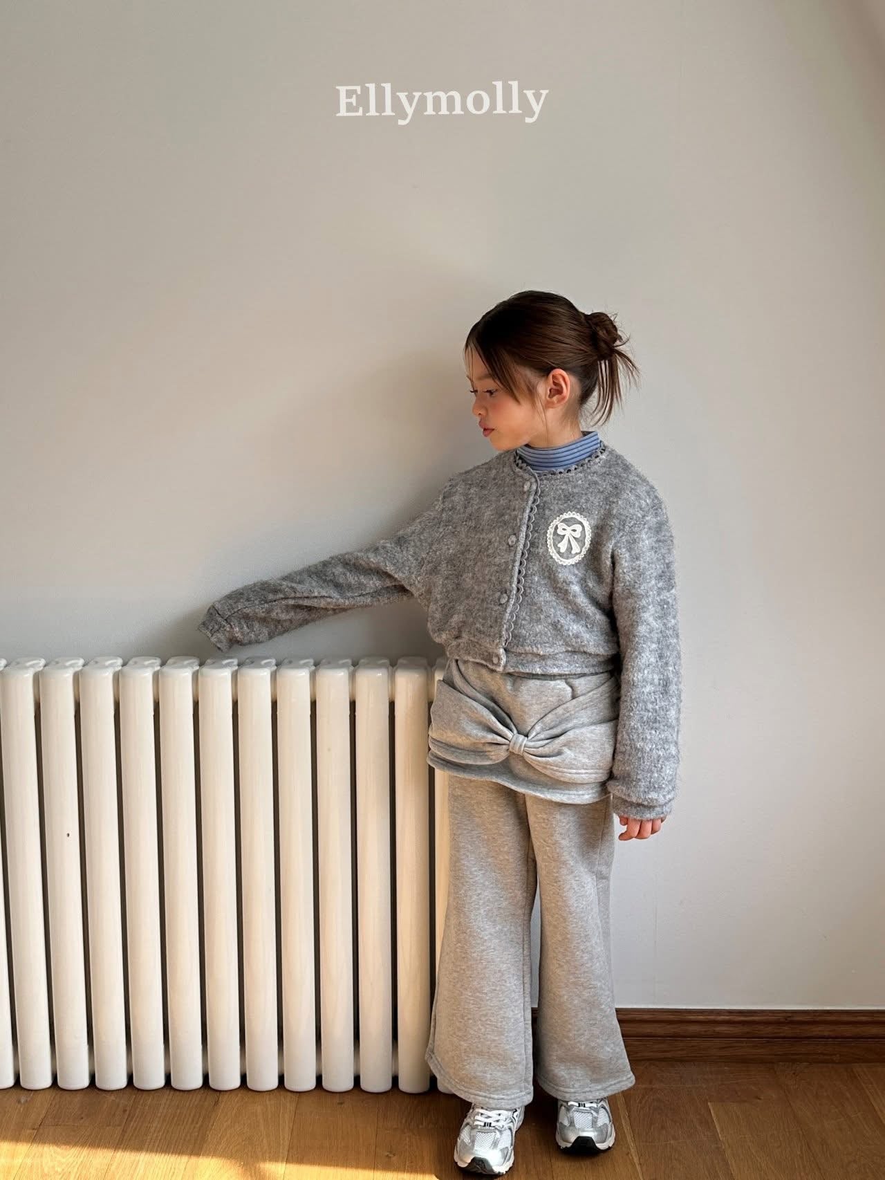 EllyMolly 軟糯毛絨絨蝴蝶結外套(90-160cm)