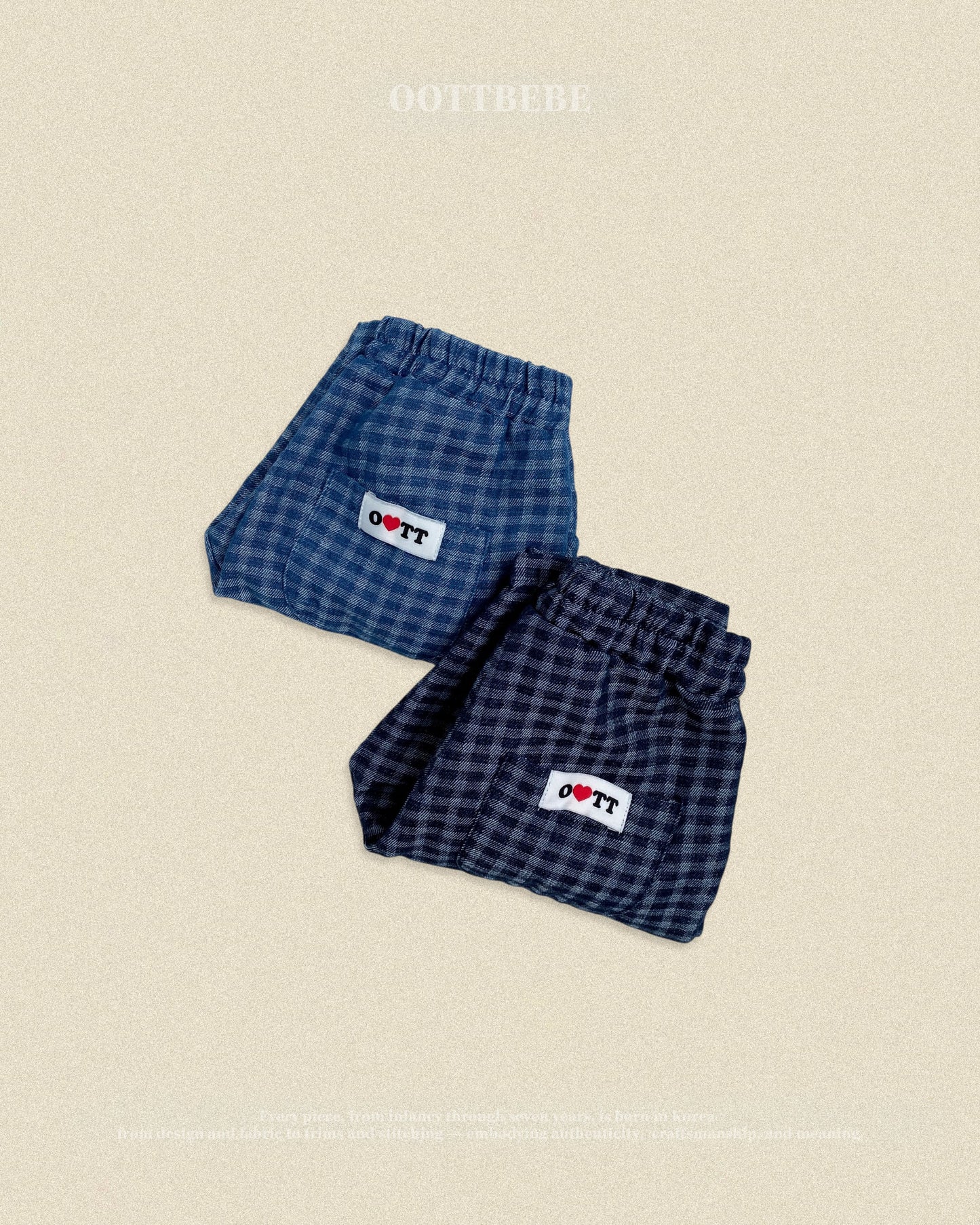oottbebe check denim pants (65-115cm)
