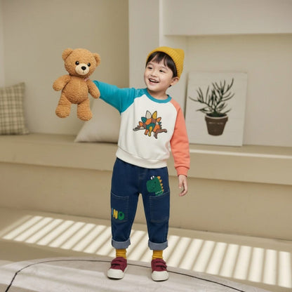 Orangemom 彩色恐龍拼布上衣 (95-140cm)