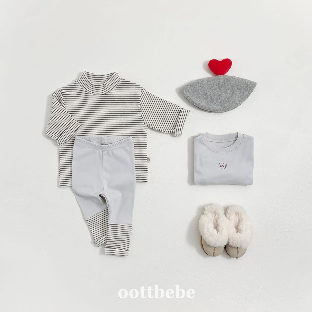 Oottbebe 素色條紋拼接內搭褲 (75-120cm)