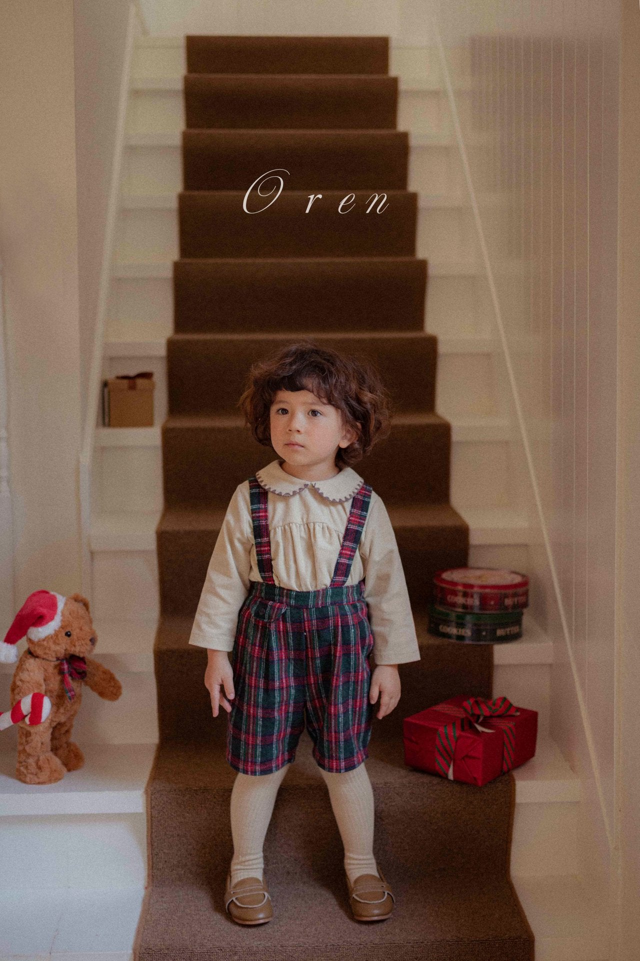 OREN eve check suspender pants (75-100cm)