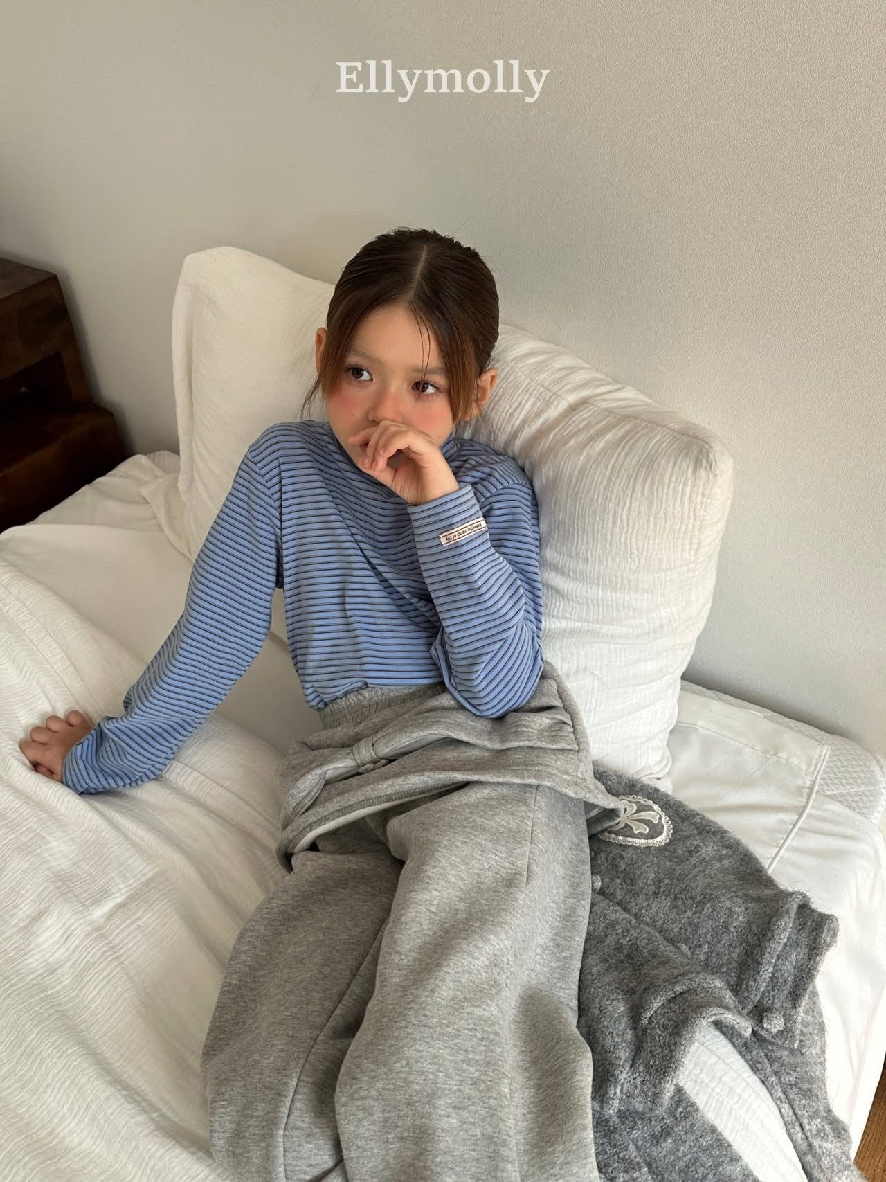 EllyMolly 條紋高領內搭上衣 (90-160cm)