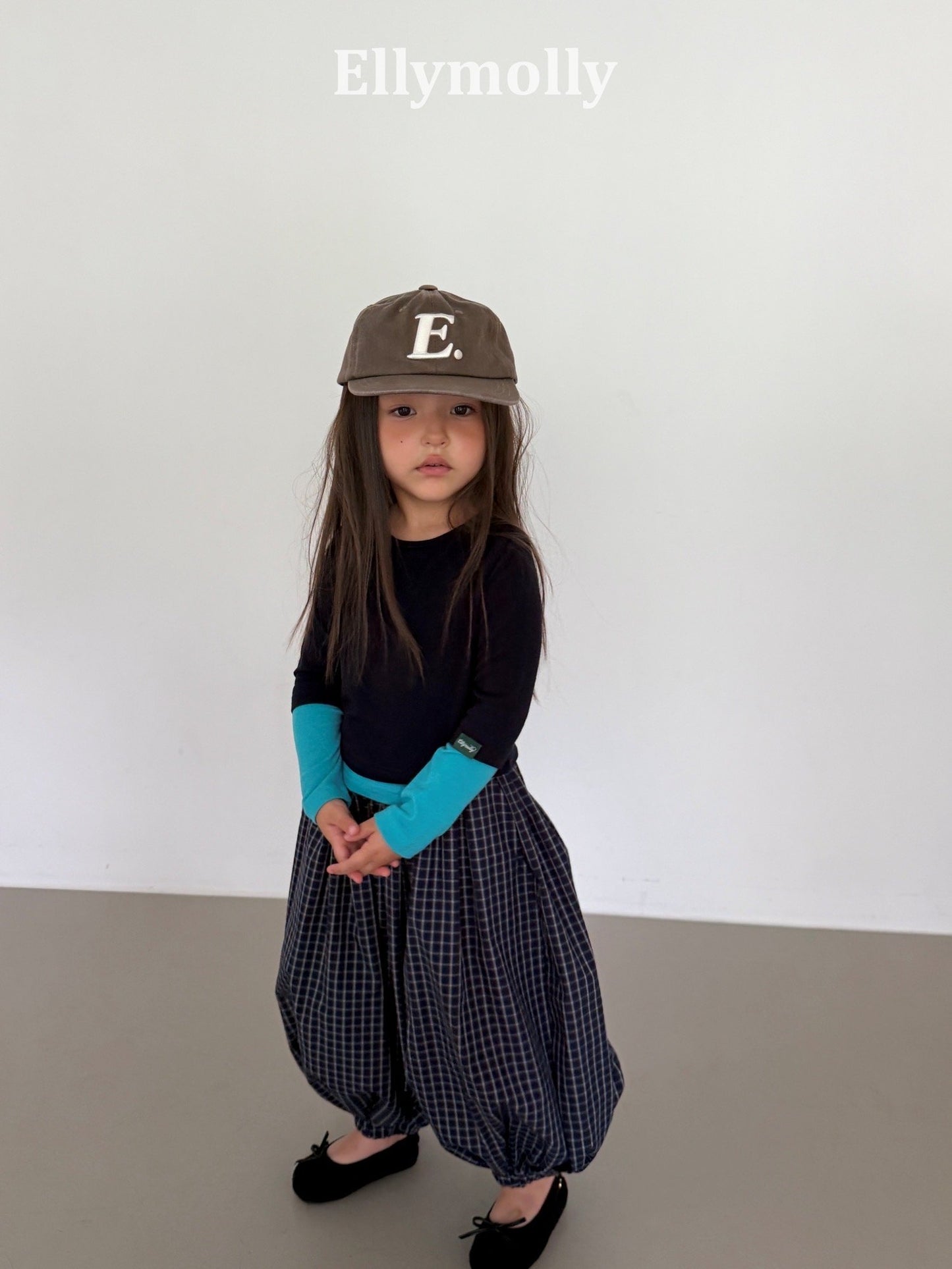 ELLYMOLLY autumn grid balloon pants (90-145cm)