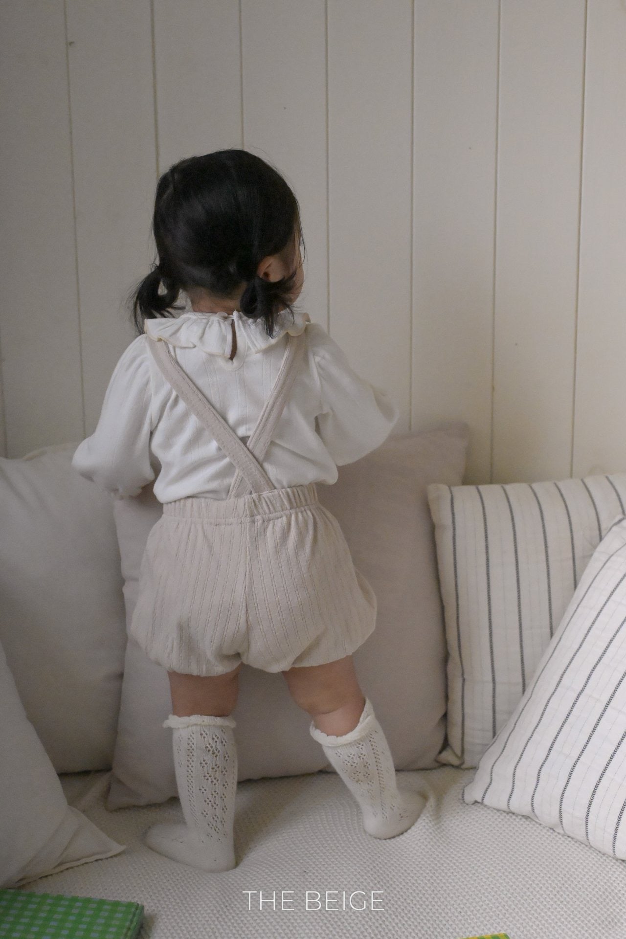 the beige rib suspender pants (85-140cm)
