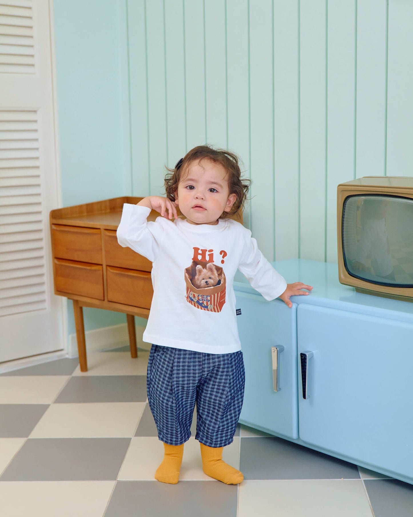 oottbebe check denim pants (65-115cm)