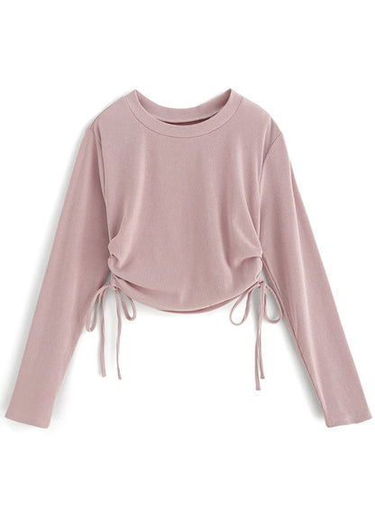 側綁繩純色上衣