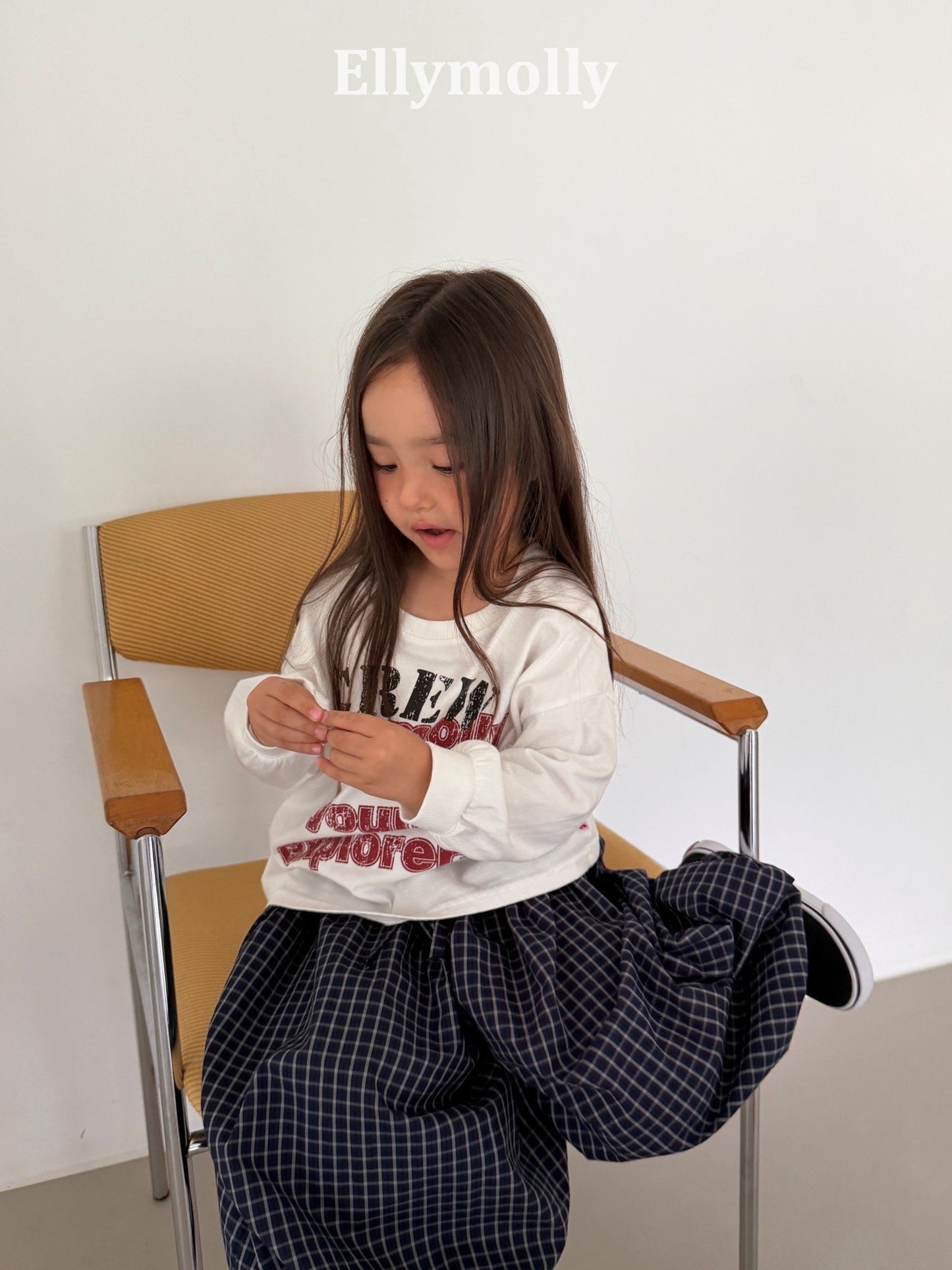 ELLYMOLLY autumn grid balloon pants (90-145cm)