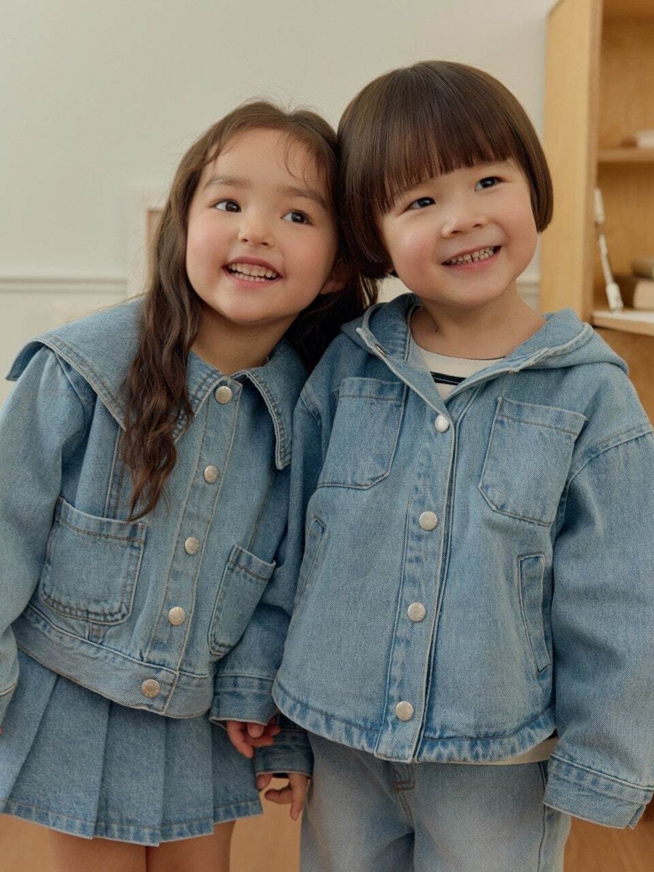 DAILYBEBE hoodie denim jacket (75-145cm)