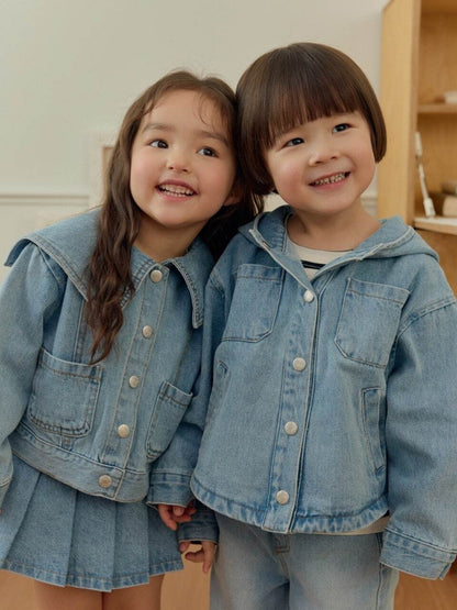 DAILYBEBE hoodie denim jacket (75-145cm)